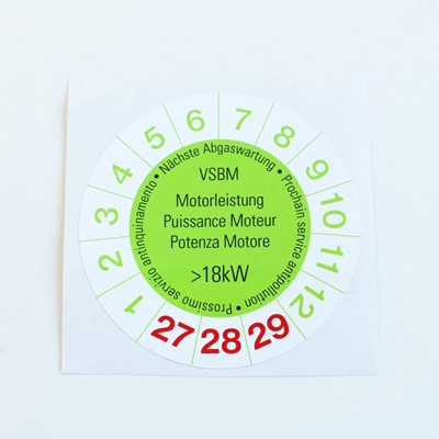 Bild von VSBM Abgastest - Kleber >18 kW, Nettopreis!