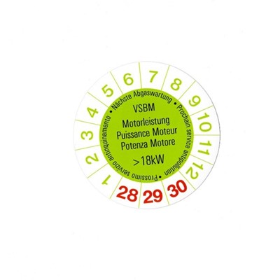 Bild von VSBM Abgastest - Kleber >18 kW, Nettopreis!