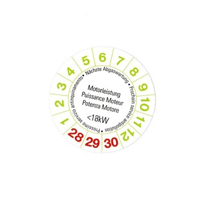 Bild von Abgastest - Kleber <18 kW, Nettopreis!